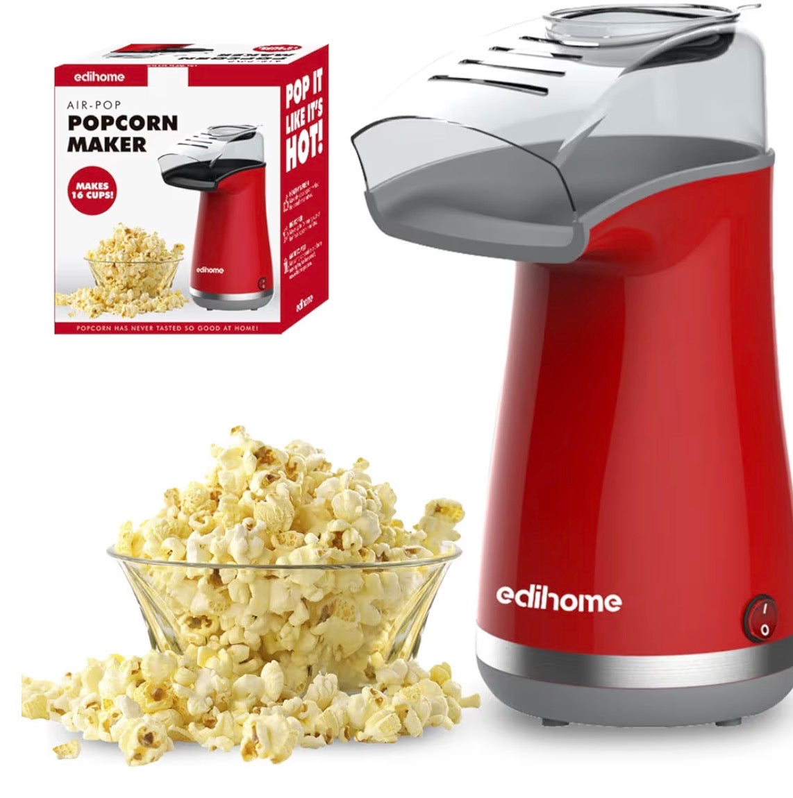 Palomitero Edihome Air-Pop | 16 Tazas de Palomitas Saludables en Minutos