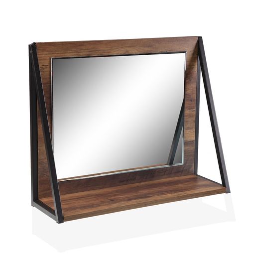 Espejo de Baño Estilo Madera Con Estantería
