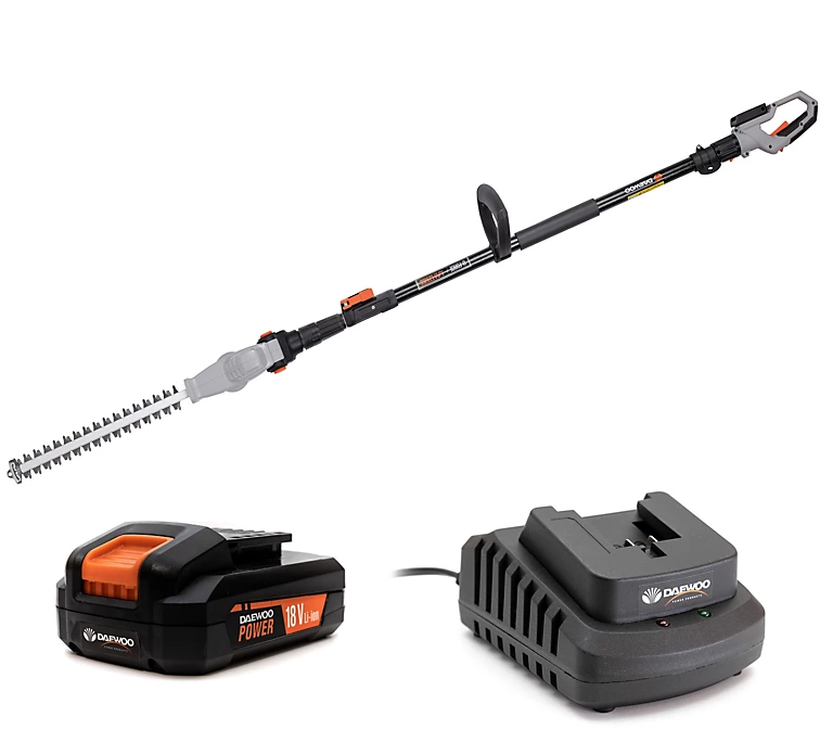 Cortasetos inalámbrico Daewoo DALPHT18-1 U-force con mango largo, batería y cargador
