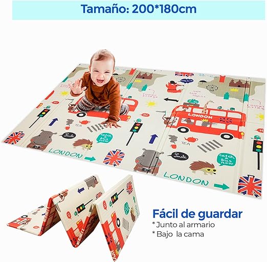 Alfombra de Juegos Acolchada Para Bebes - 180cm x 200cm