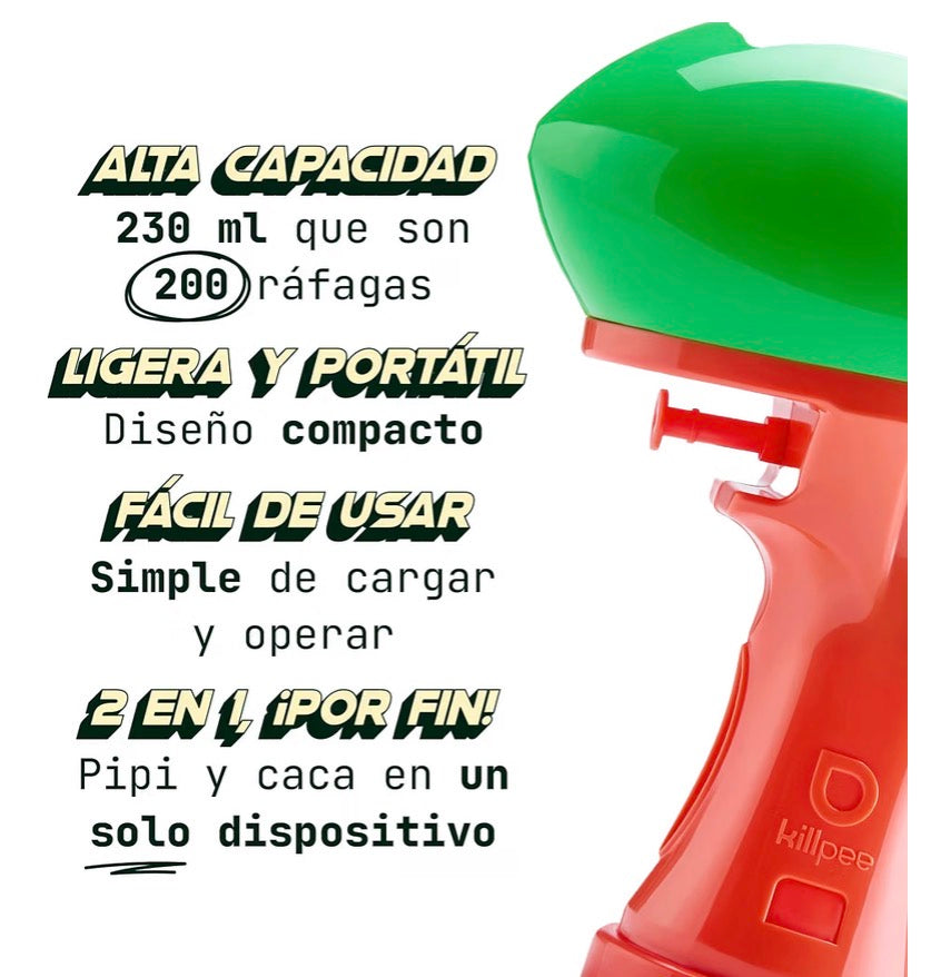 Pistola limpiadora pipis y almacenaje bolsas caca