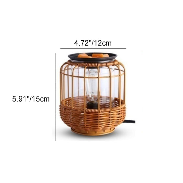 Lámpara de mesa de 1 luz de ratán y hierro con columna china tradicional para sala de estar
