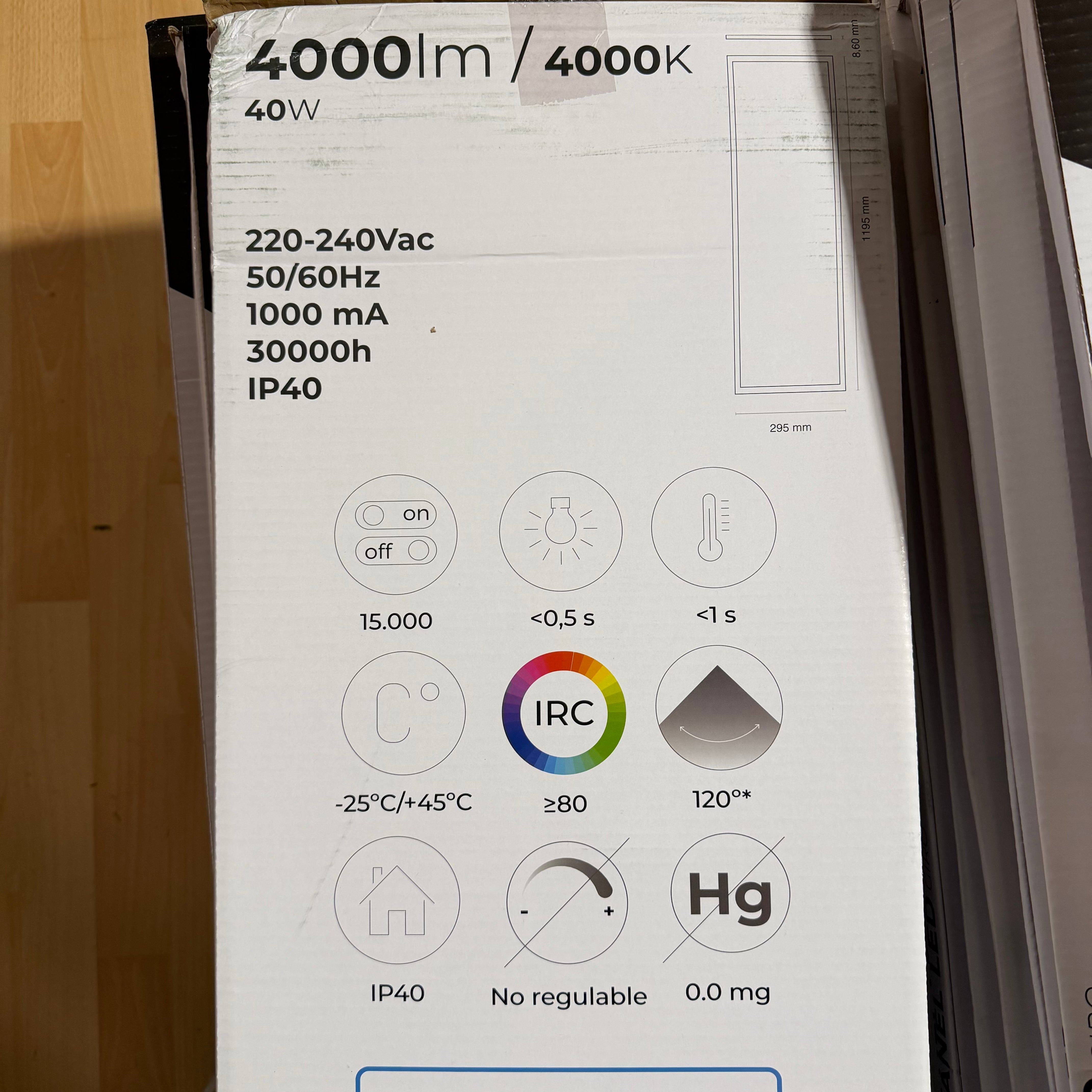 Panel led empotrado 120x30
